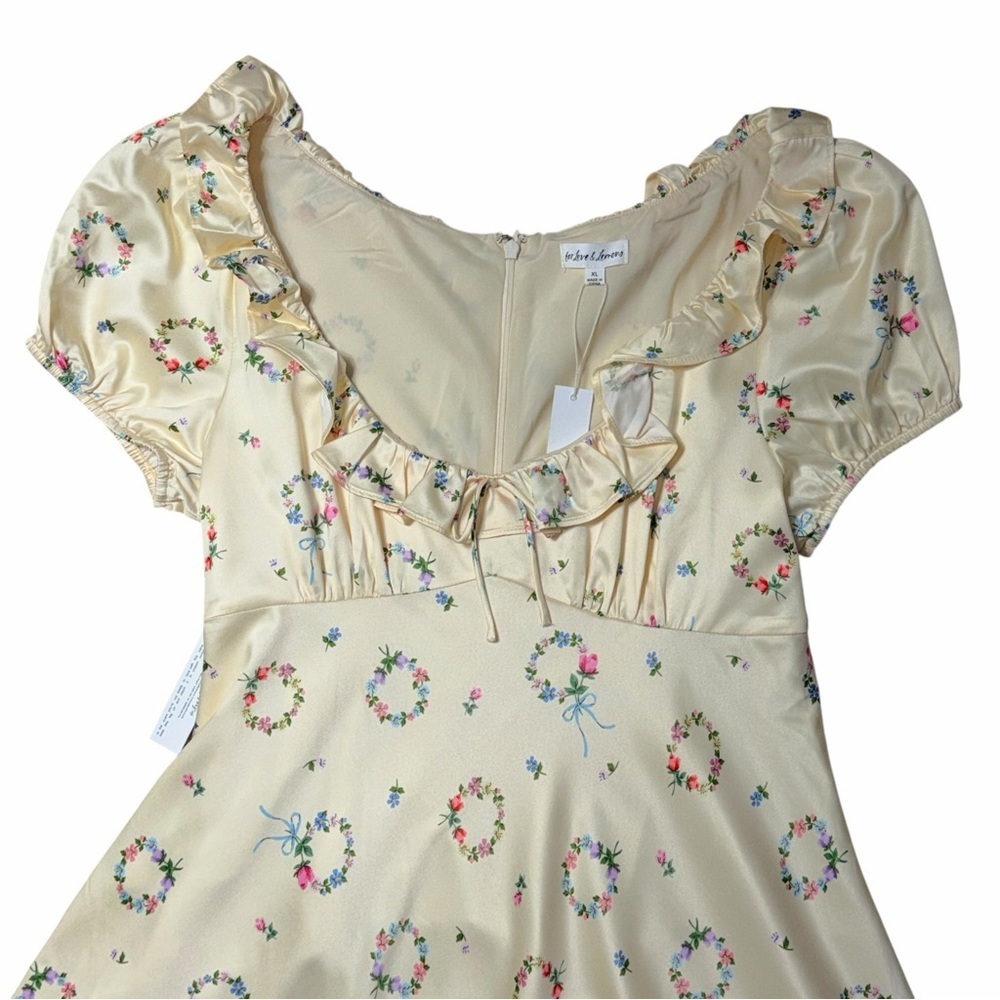 For Love & Lemons Jaida Butter Yellow Mini Dress Womens XL - Picture 3 of 8